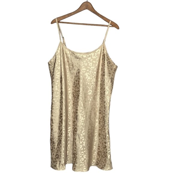 Vintage 90s 00s Y2K Valerie Stevens 1X Gold Leopard Mini Slip Dress Lingerie - Picture 1 of 4